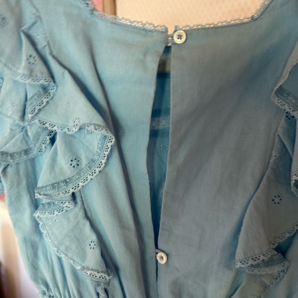 Girls Blue Ruffle Dress - Picture 4 of 6